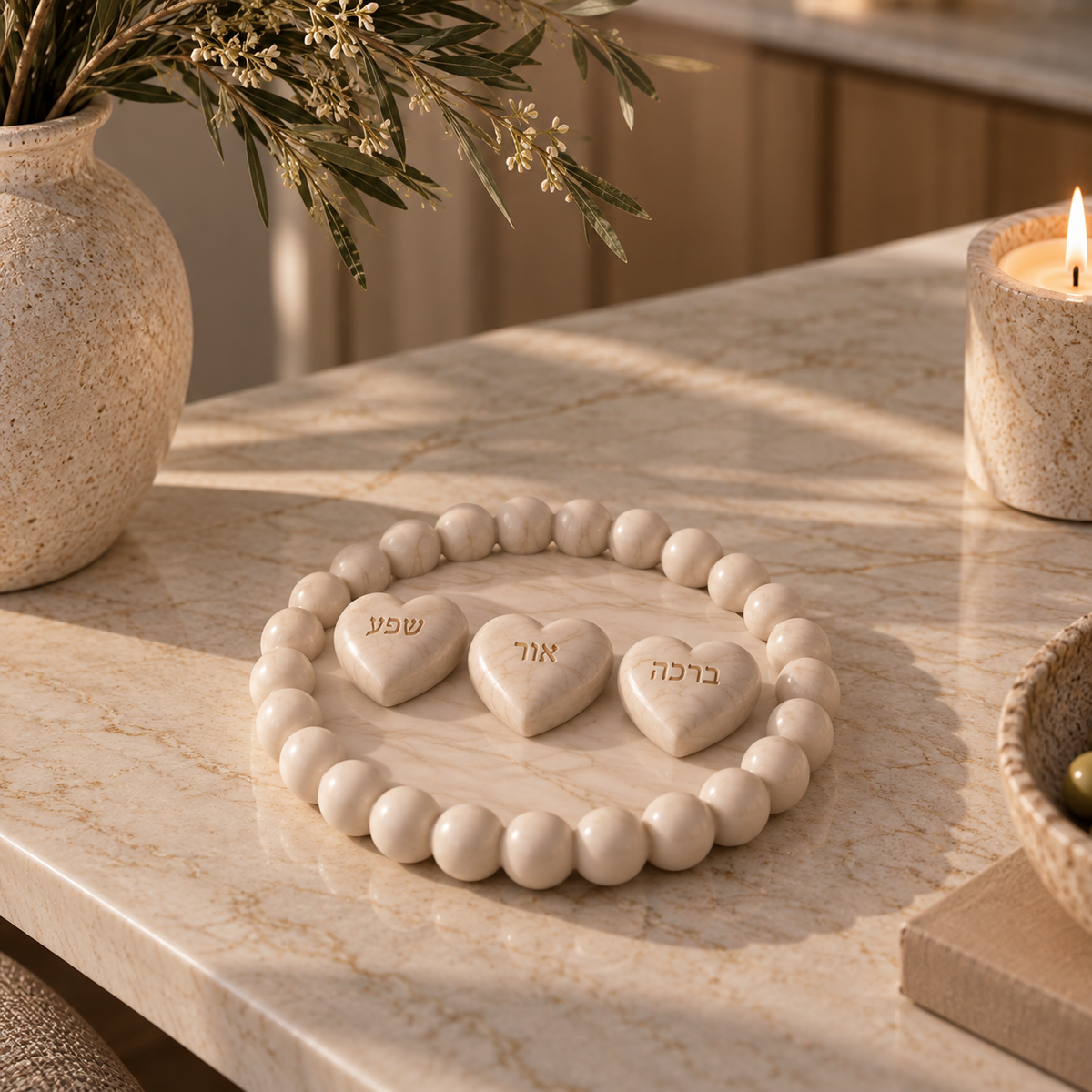Hebrew Blessing Heart Stones — Set of 3