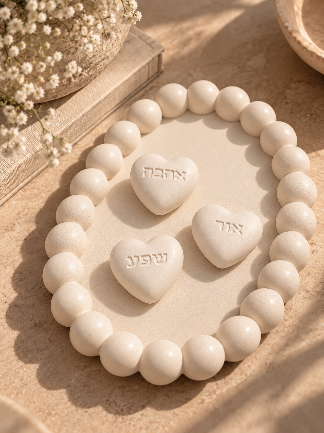 Hebrew Blessing Heart Stones — Set of 3