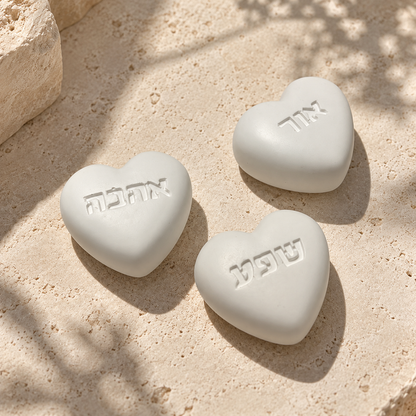 Hebrew Blessing Heart Stones — Set of 3