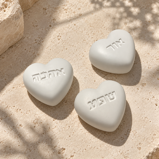 Hebrew Blessing Heart Stones — Set of 3