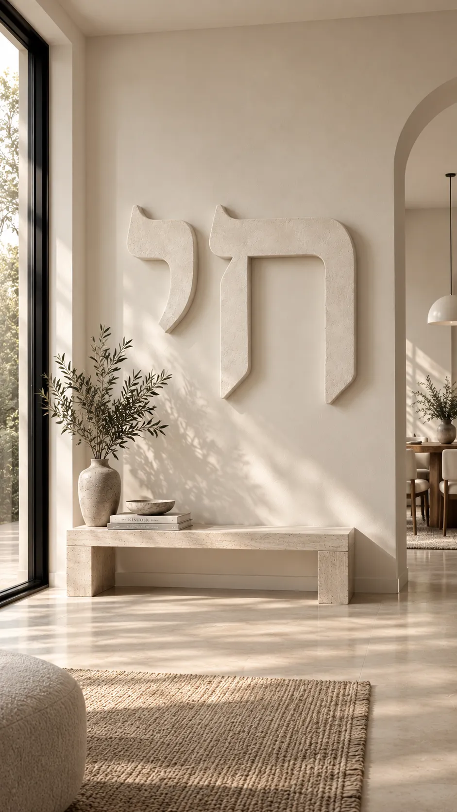 Lavan & Co. design inspiration mood board with neutral textures and modern judaica